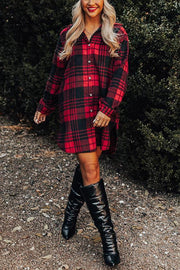 Flash A Smile Plaid Pocketed Flannel Tunic Dress