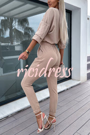 What You Waiting for Elastic Belted Pocketed Jumpsuit