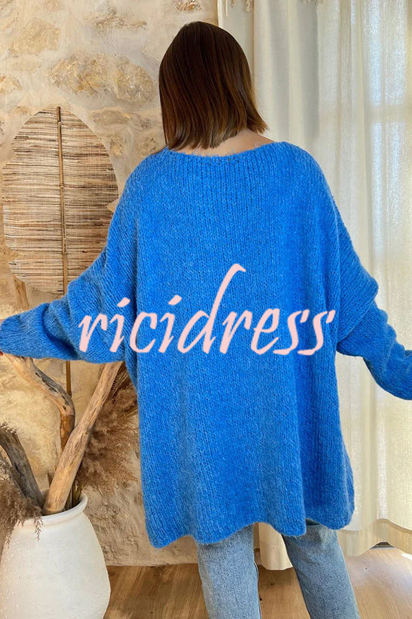 Love Never End Knit Peace Pattern A-line Loose Sweater