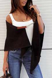 Knitted Shawl with Perforated Leather Buckle