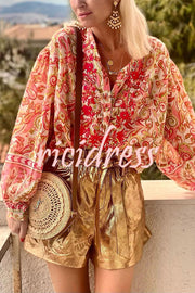 Sweet Remedy Paisley Floral Print Relaxed Blouse
