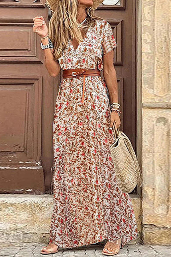 Forgotten Story Paisley Maxi Dress(belt Included)