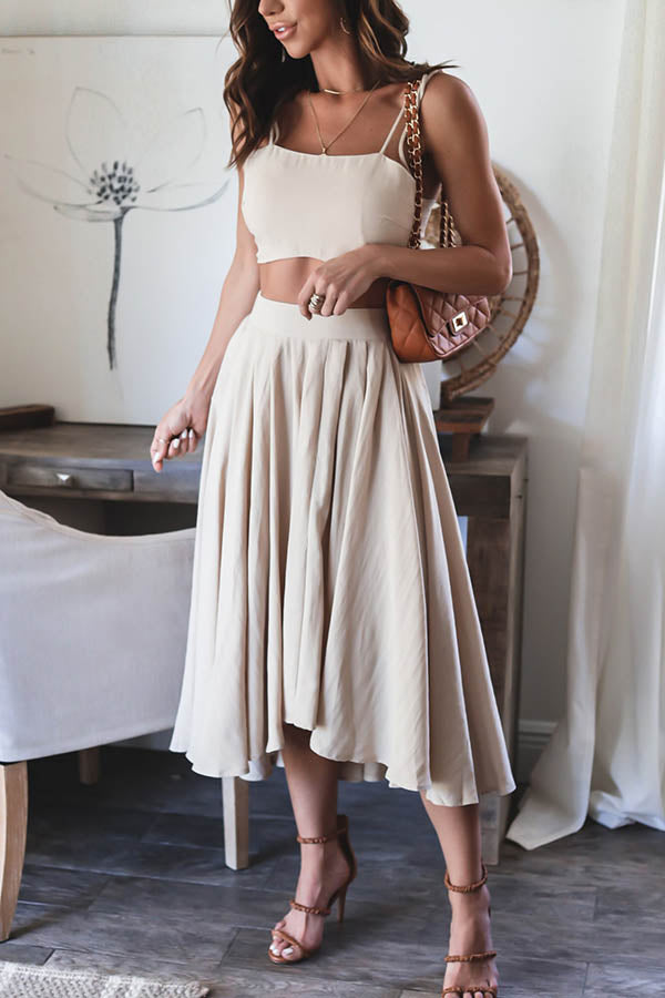 Style Muse Crop+Flowy Double Lined Skirt Suit
