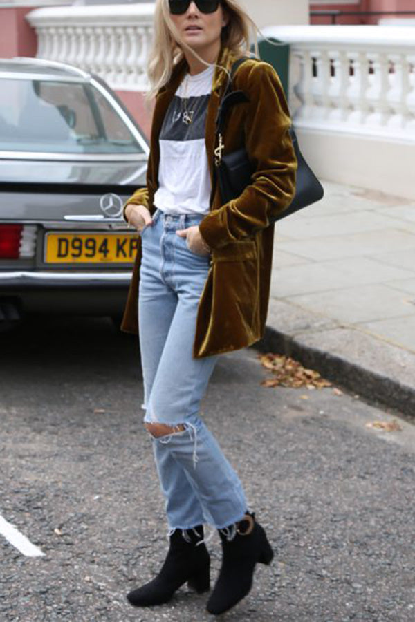 Eye Catching Street Style Velvet Blazer