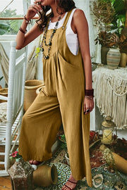 Witty Remark Linen Pockets Vintage Overall Jumpsuit