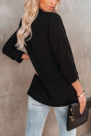 Fashion Affairs Pocketed Ruched Sleeves Blazer