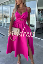 Florida Keys Cutie Pocketed Cutout Slit Midi Dress