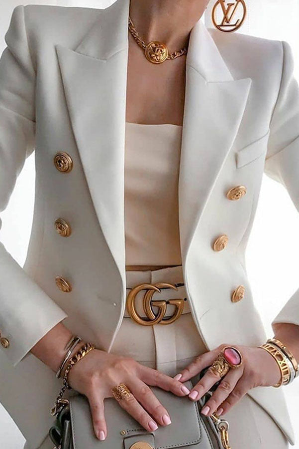 Just Go for It Metal Double Breasted Blazer