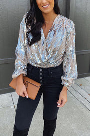 Girls Night Out Sequin Long Sleeve Top