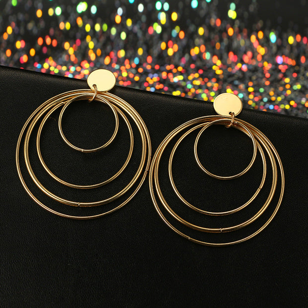 Layered Geometric Hoop Gold Earrings