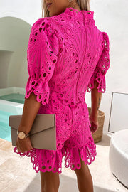 Pretty Personality Crochet Lace Shorts Suit