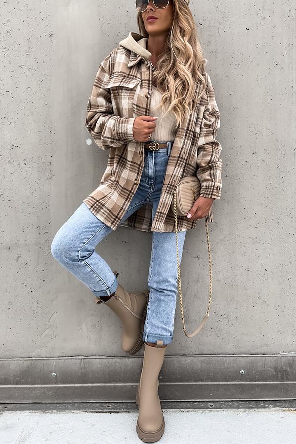 Street Style Chic Plaid Hooded Coat