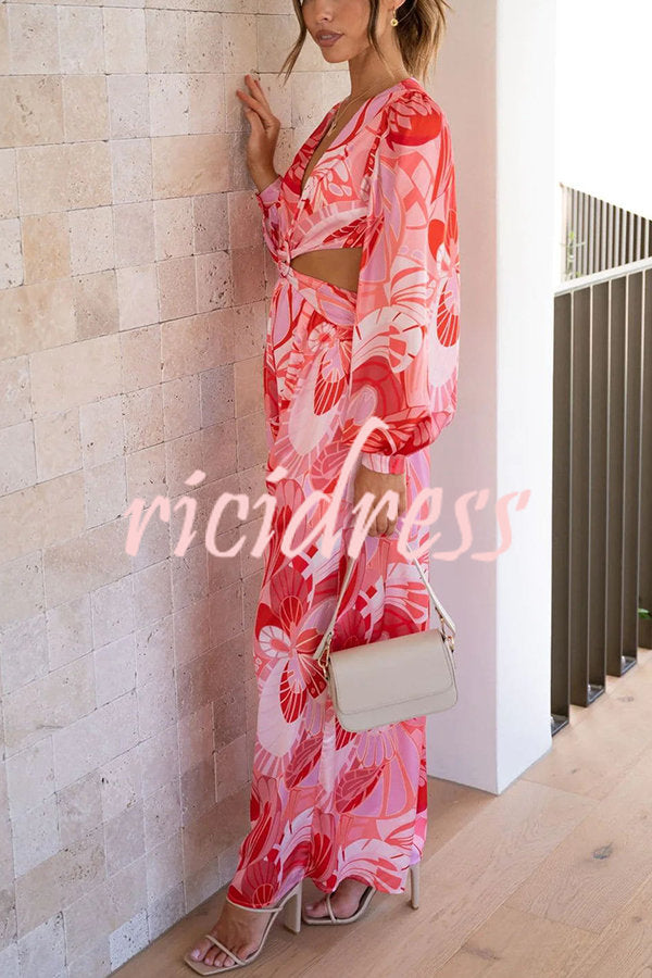 Inspiring Sights Floral Cutout Waist Pocketed Jumpsuit